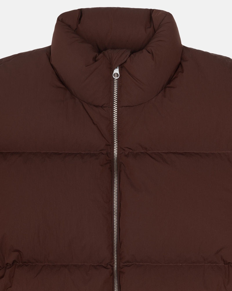 Brown Stüssy Down Puffer Nylon Jacket | UAE EXI825497