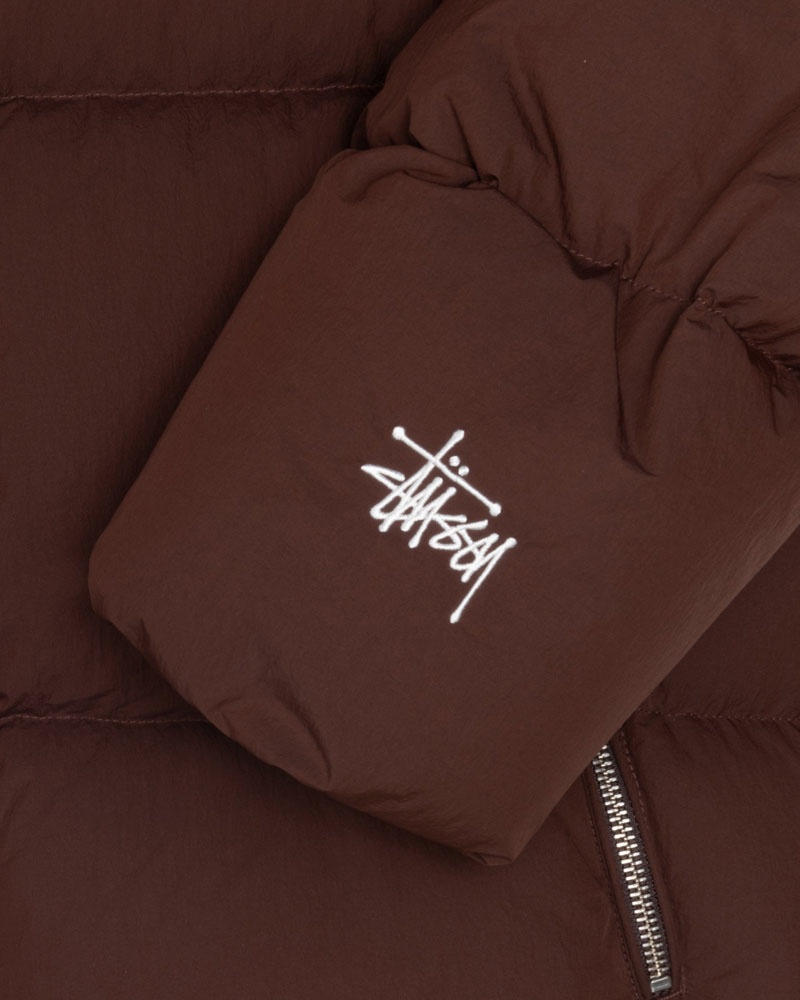 Brown Stüssy Down Puffer Nylon Jacket | UAE EXI825497