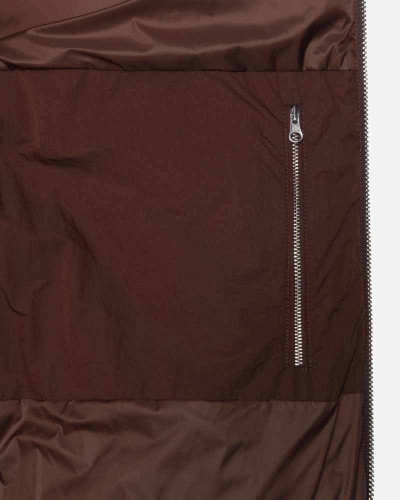 Brown Stüssy Down Puffer Nylon Jacket | UAE EXI825497