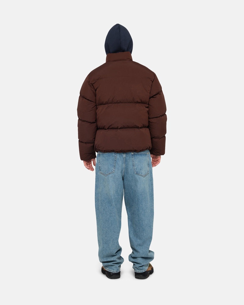 Brown Stüssy Down Puffer Nylon Jacket | UAE EXI825497