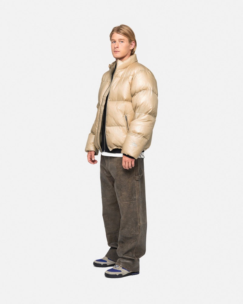 Brown Stüssy Down Puffer Parachute Ripstop Jacket | UAE CDA490132