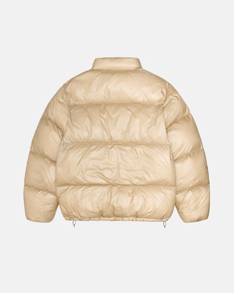 Brown Stüssy Down Puffer Parachute Ripstop Jacket | UAE CDA490132