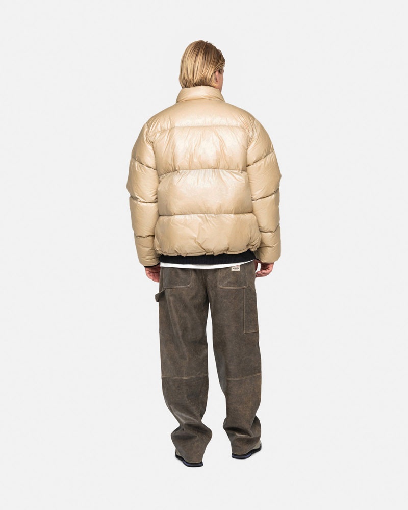 Brown Stüssy Down Puffer Parachute Ripstop Jacket | UAE CDA490132