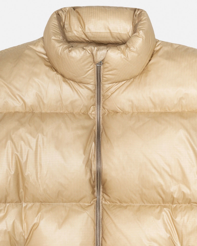 Brown Stüssy Down Puffer Parachute Ripstop Jacket | UAE CDA490132