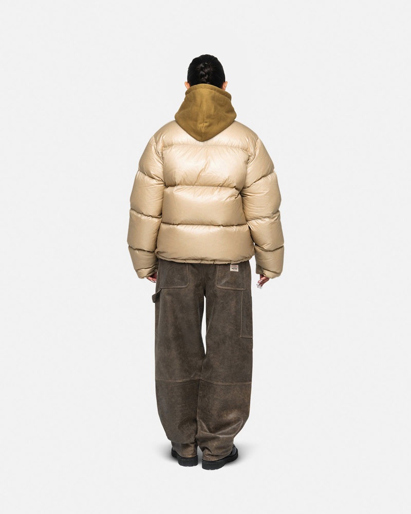 Brown Stüssy Down Puffer Parachute Ripstop Jacket | UAE CDA490132