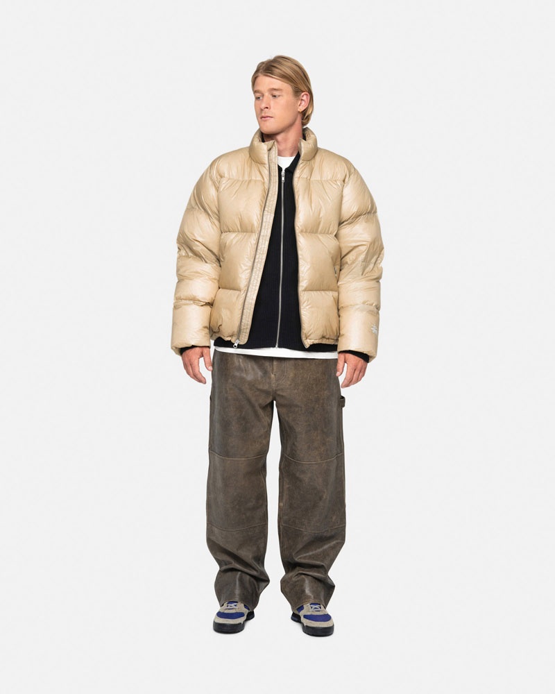 Brown Stüssy Down Puffer Parachute Ripstop Jacket | UAE CDA490132