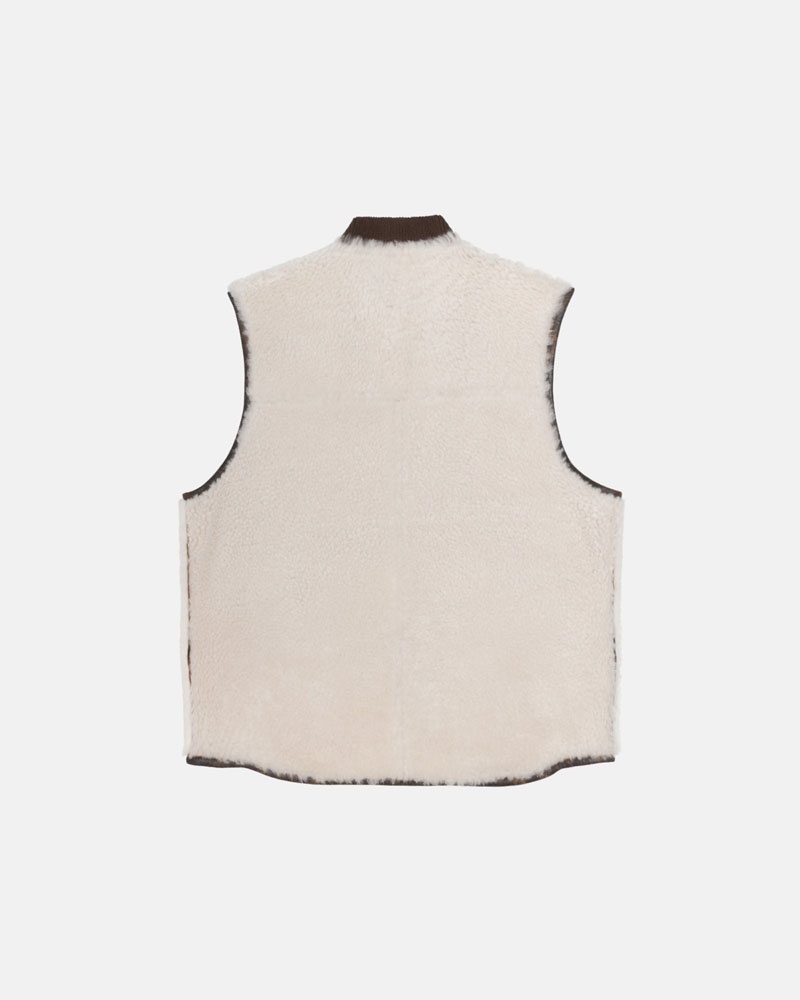 Brown Stüssy Reversible Shearling Workgear Vest | UAE NQC813267