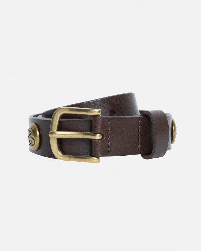 Brown Stüssy SS-Link Studded Belt | UAE VYD671325