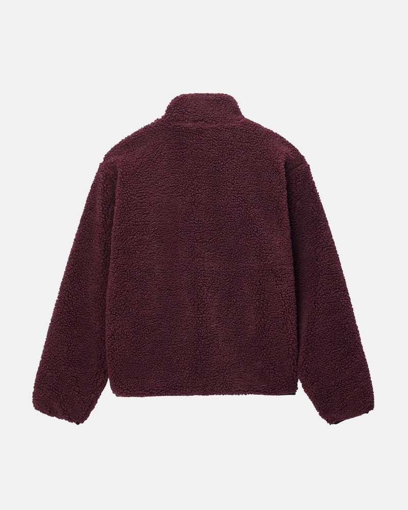 Burgundy Stüssy Sherpa Reversible Jacket | UAE BLZ681925