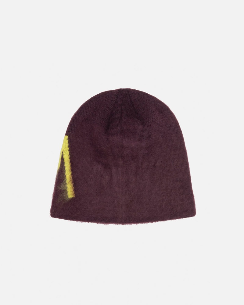 Burgundy Stüssy Skullcap Brushed Out Stock Beanie | UAE XFM173208