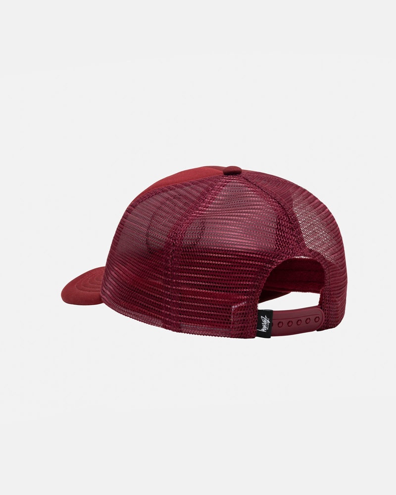 Burgundy Stüssy Trucker 8 Ball Snapback Cap | UAE EXB419870