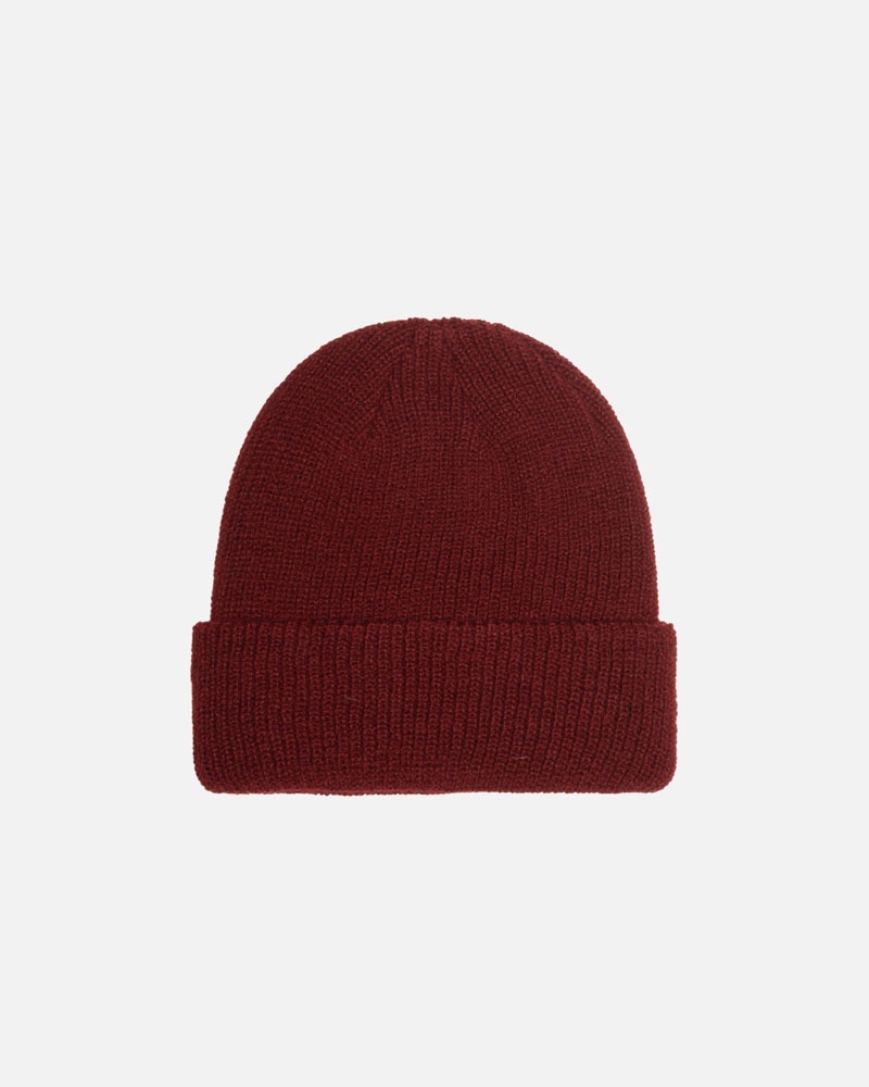 Dark Red Stüssy Cuff Basic Beanie | UAE SWP719468