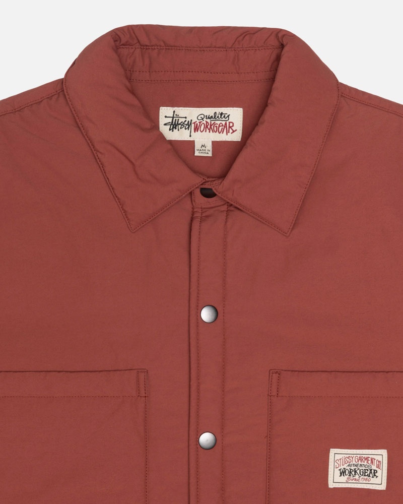 Dark Red Stüssy Padded Tech Over Shirts | UAE BCU408529