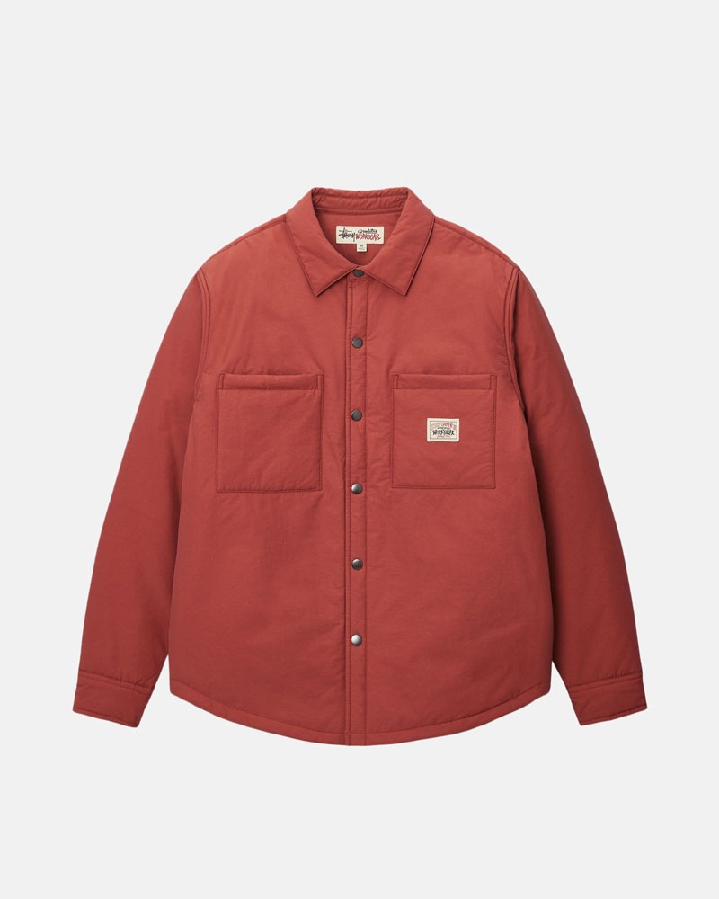 Dark Red Stüssy Padded Tech Over Shirts | UAE BCU408529