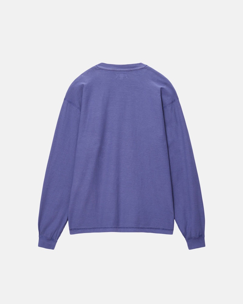 Deep Blue Stüssy Lazy LS T-Shirt | UAE AOU941756