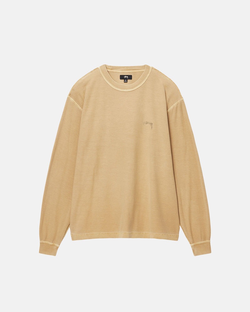 Gold Stüssy Lazy LS T-Shirt | UAE HAI357814