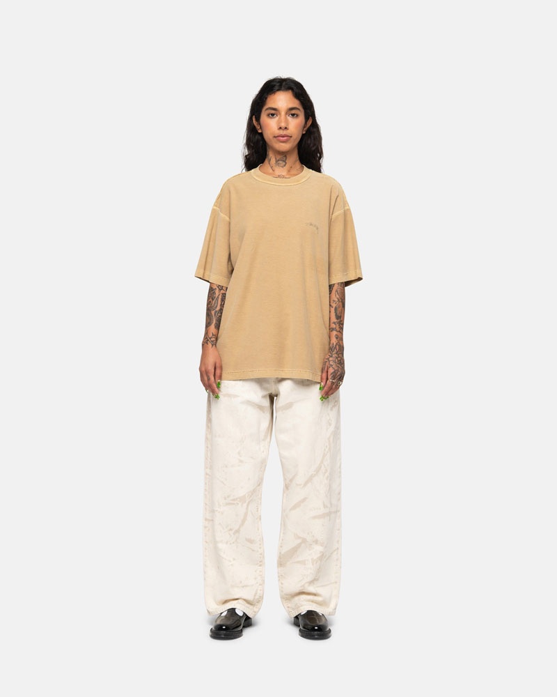 Gold Stüssy Lazy T-Shirt | UAE JZH715623