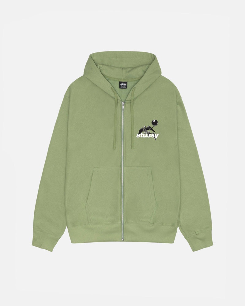 Green Stüssy Apocalypse Zip Hoodie | UAE HEG103695