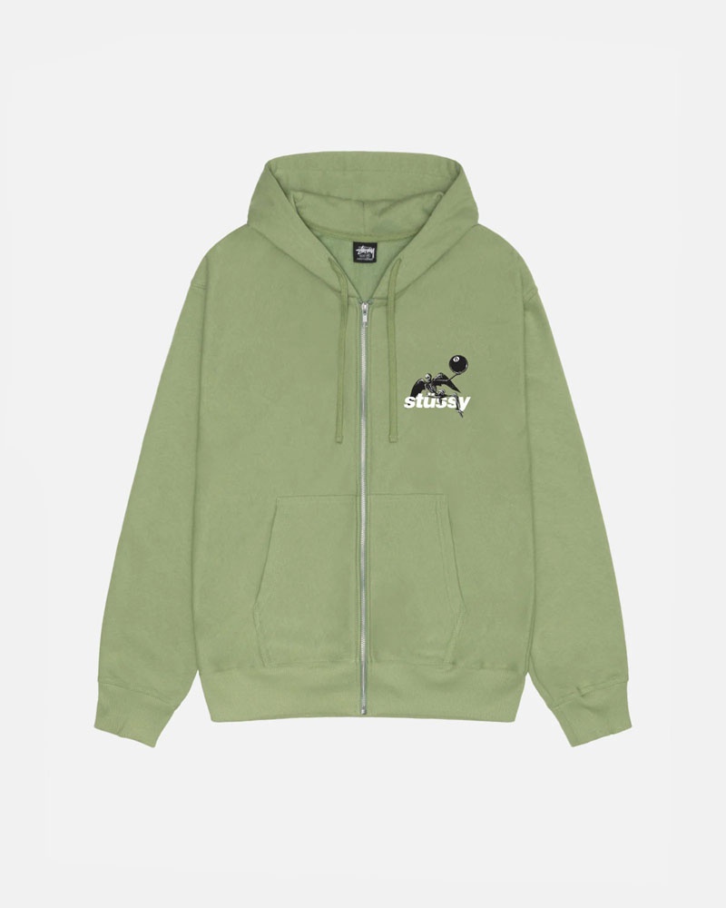 Green Stüssy Apocalypse Zip Moss Hoodie | UAE CNZ310567