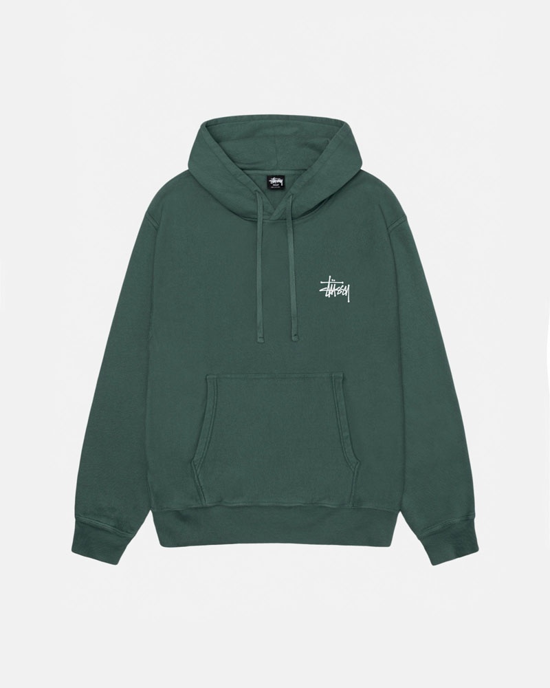 Green Stüssy Basic Pigment Dyed Hoodie | UAE OQT803795