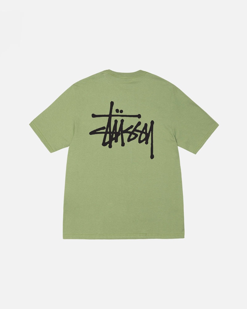 Green Stüssy Basic T-Shirt | UAE ZUL057396