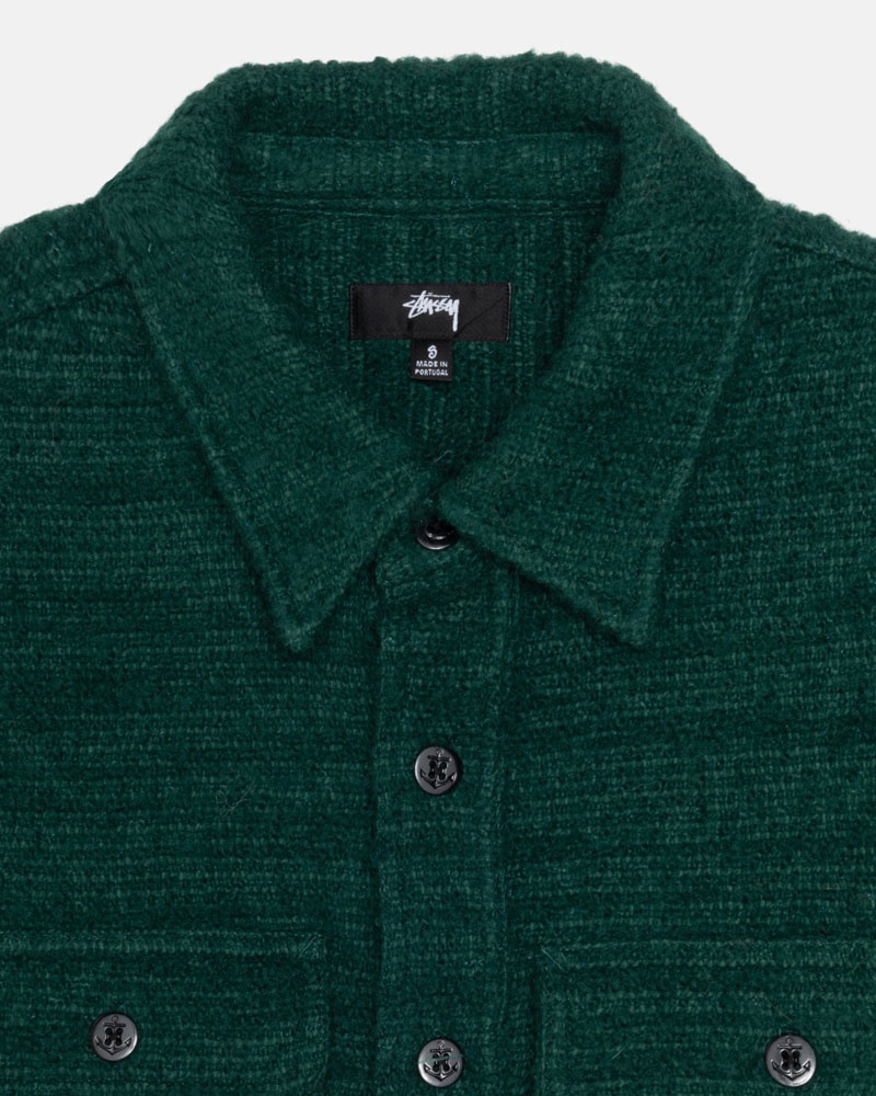 Green Stüssy Boucle Wool Cpo Shirts | UAE BUY902657