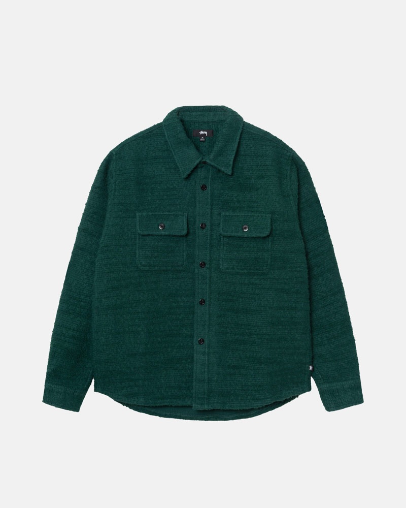 Green Stüssy Boucle Wool Cpo Shirts | UAE BUY902657