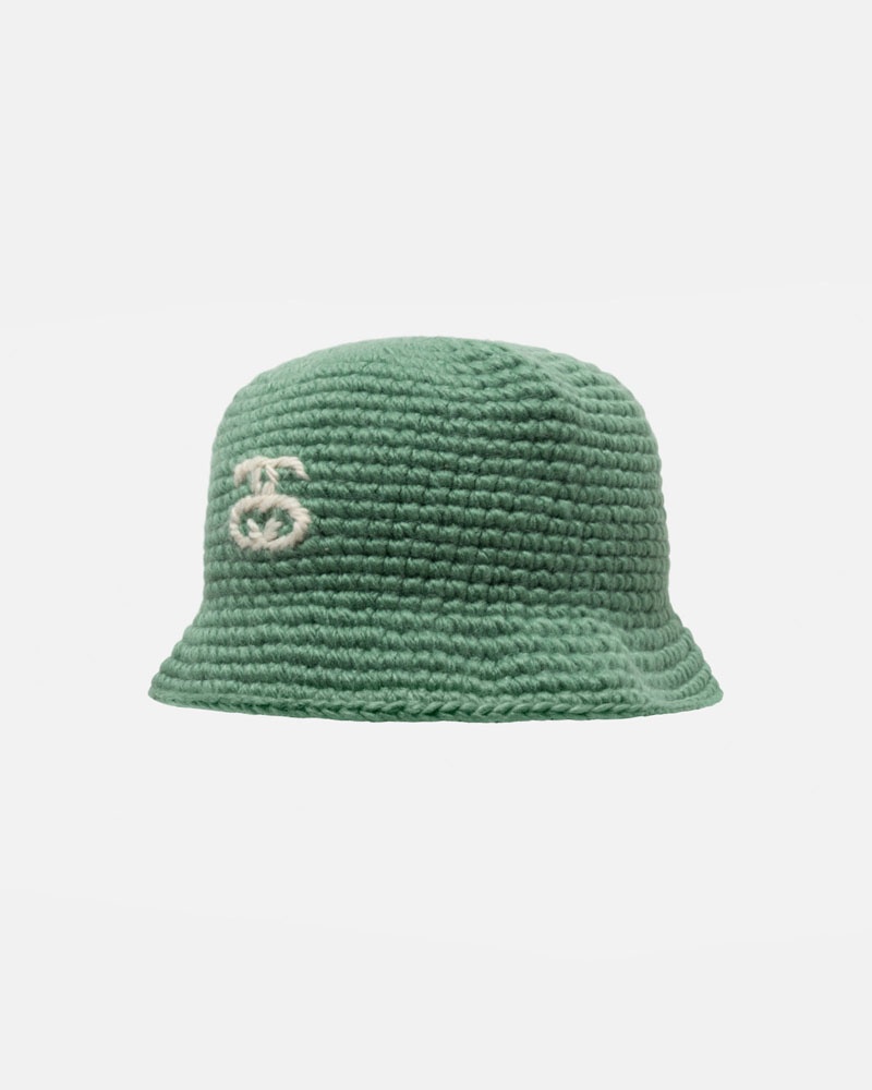 Green Stüssy Bucket SS Link Knit Hat | UAE JMV540183