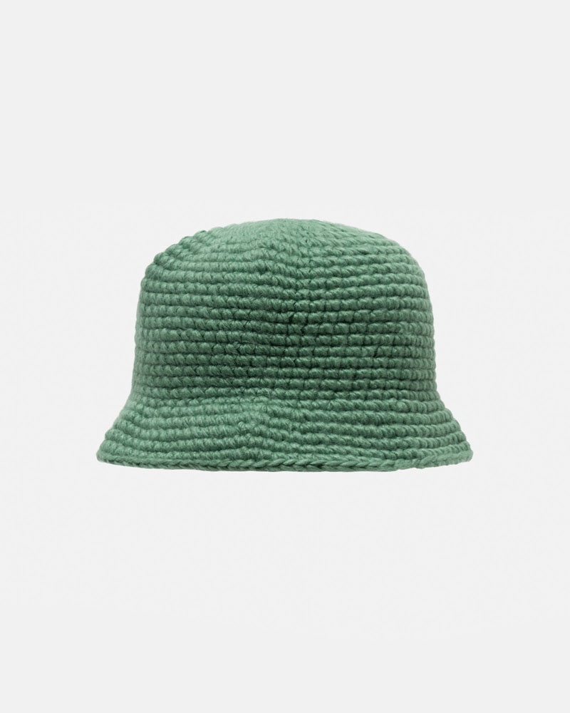 Green Stüssy Bucket SS Link Knit Hat | UAE JMV540183