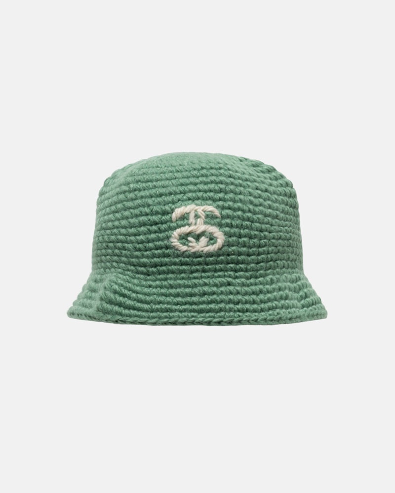 Green Stüssy Bucket SS Link Knit Hat | UAE JMV540183