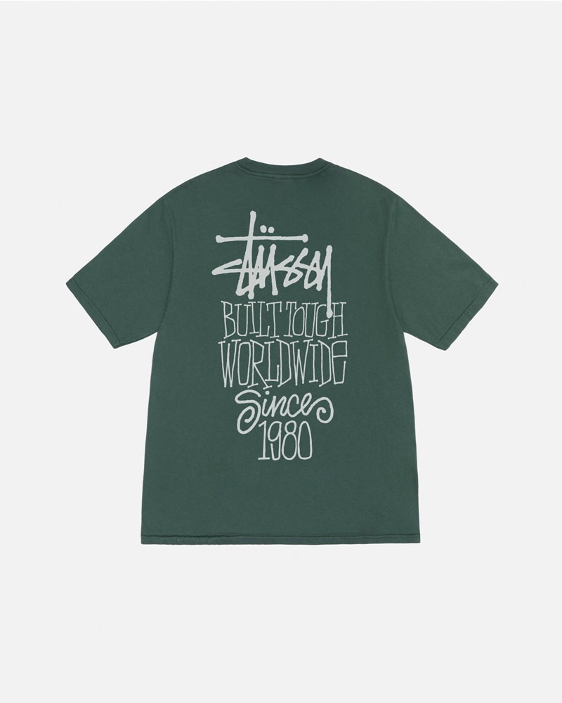 Green Stüssy Built Tough Pigment Dyed T-Shirt | UAE UKM847529