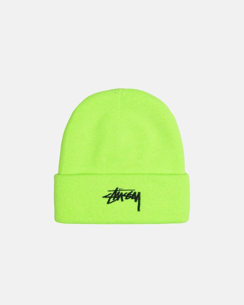 Green Stüssy Cuff Stock Beanie | UAE IRD163487