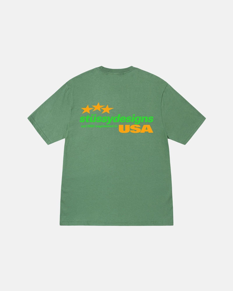 Green Stüssy Designs Usa T-Shirt | UAE OJM582349