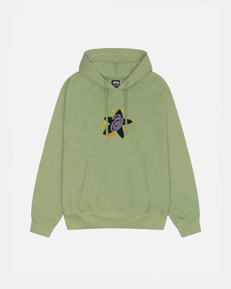 Green Stüssy Galaxy Hoodie | UAE LYR298047