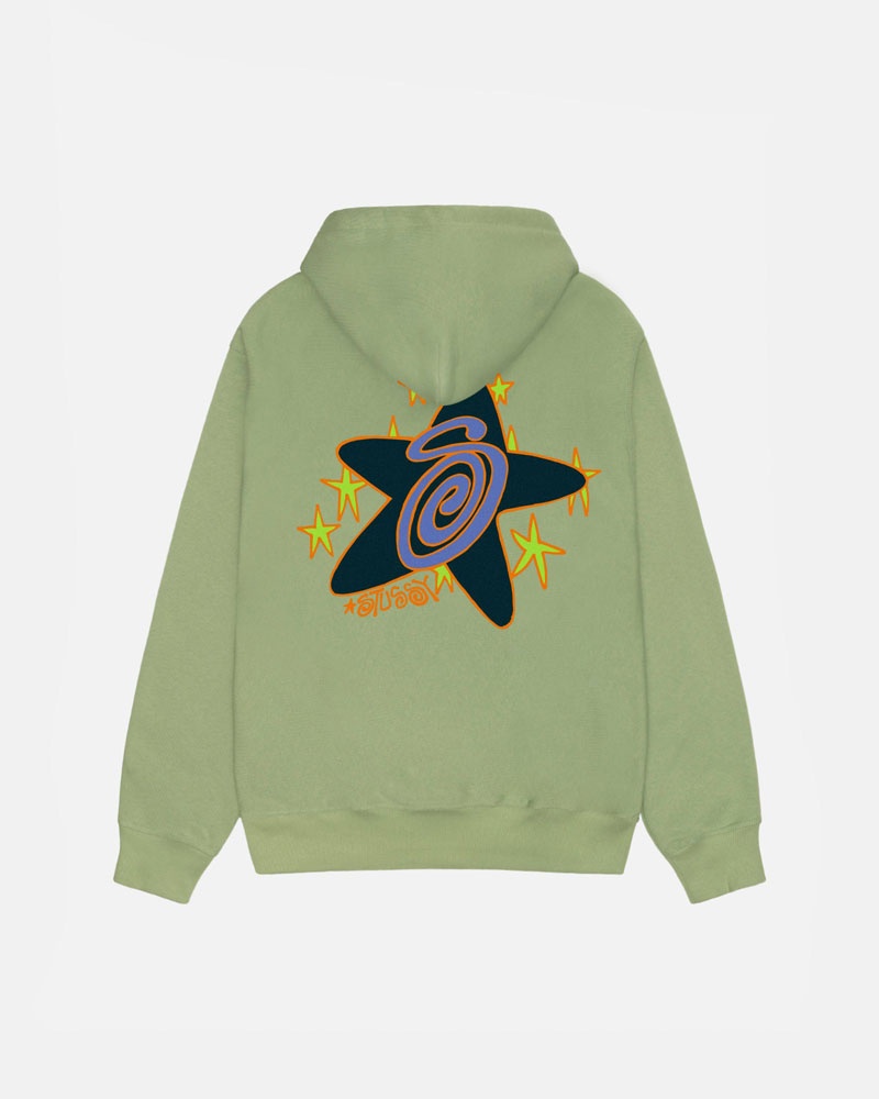 Green Stüssy Galaxy Hoodie | UAE LYR298047