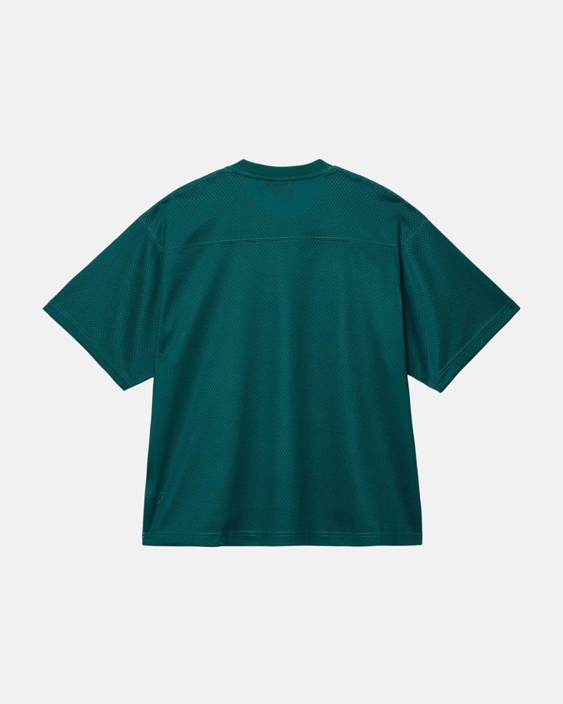 Green Stüssy Sport Mesh Football Jersey T-Shirt | UAE SMY620537