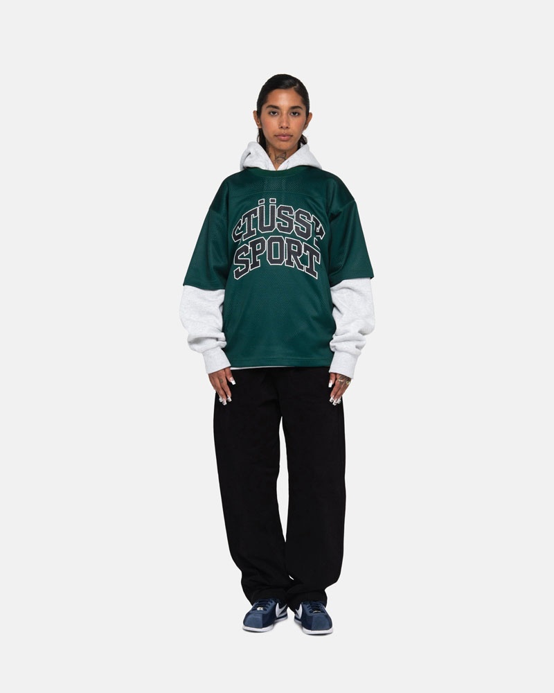 Green Stüssy Sport Mesh Football Jersey T-Shirt | UAE SMY620537