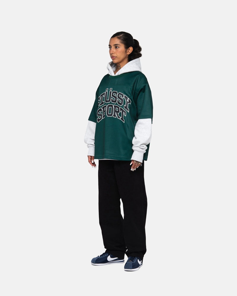 Green Stüssy Sport Mesh Football Jersey T-Shirt | UAE SMY620537