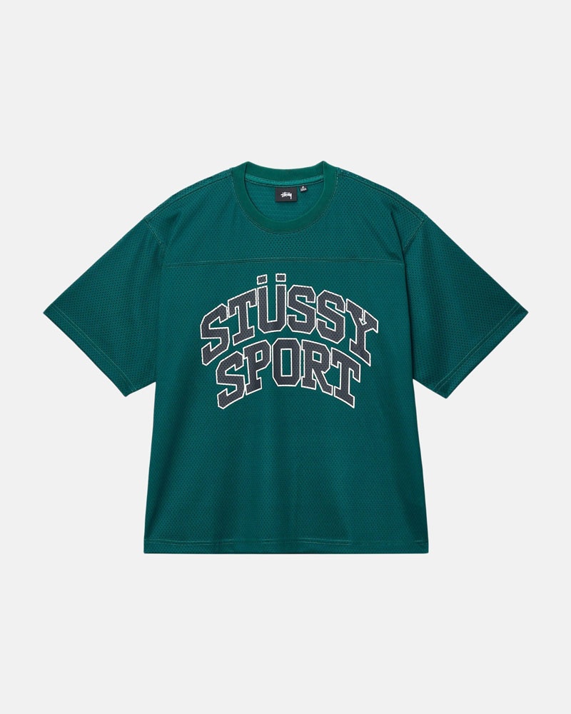 Green Stüssy Sport Mesh Football Jersey T-Shirt | UAE SMY620537