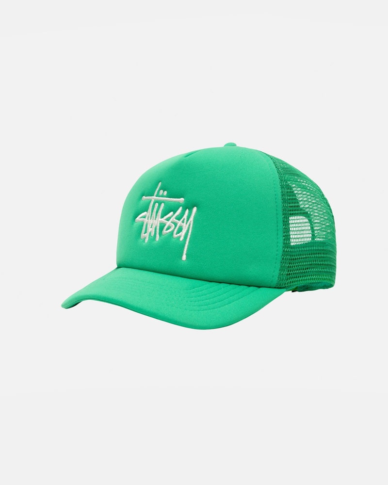 Green Stüssy Trucker Big Basic Snapback Cap | UAE PYT092635