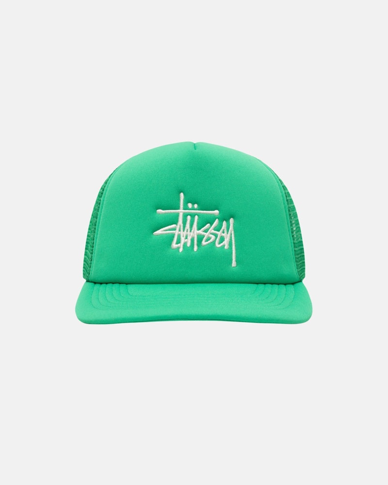 Green Stüssy Trucker Big Basic Snapback Cap | UAE PYT092635