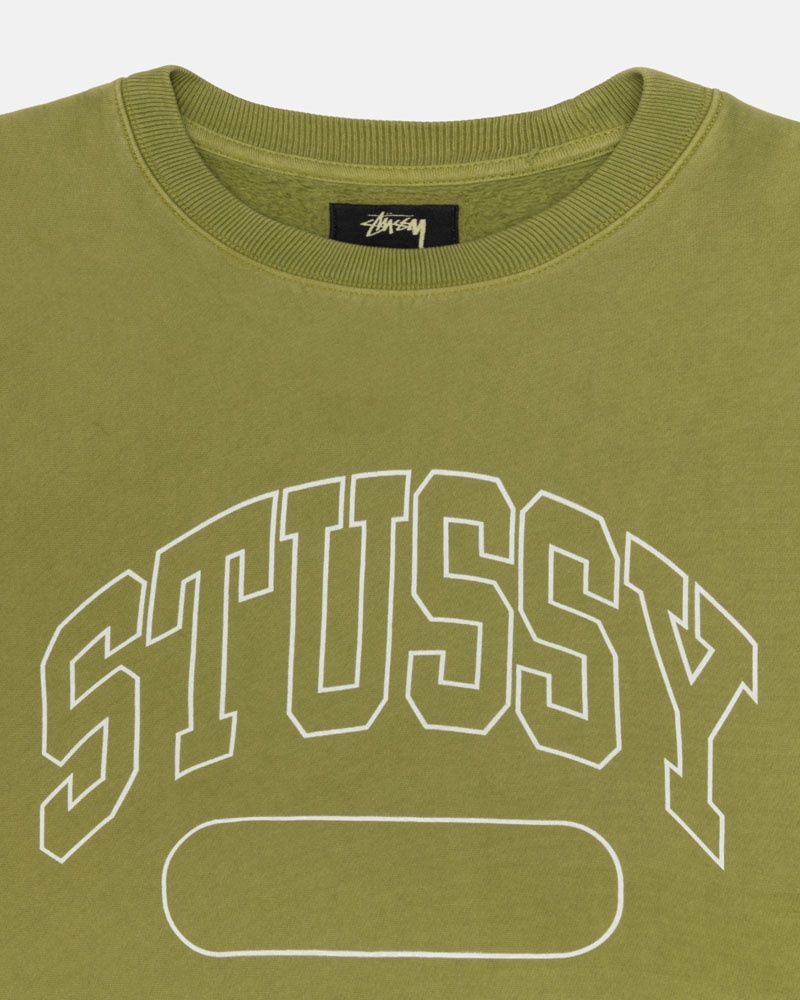 Green Stüssy Varsity Oversized Crew Sweatshirt | UAE MWV140653