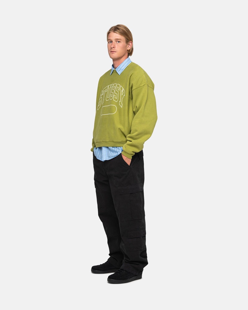 Green Stüssy Varsity Oversized Crew Sweatshirt | UAE MWV140653