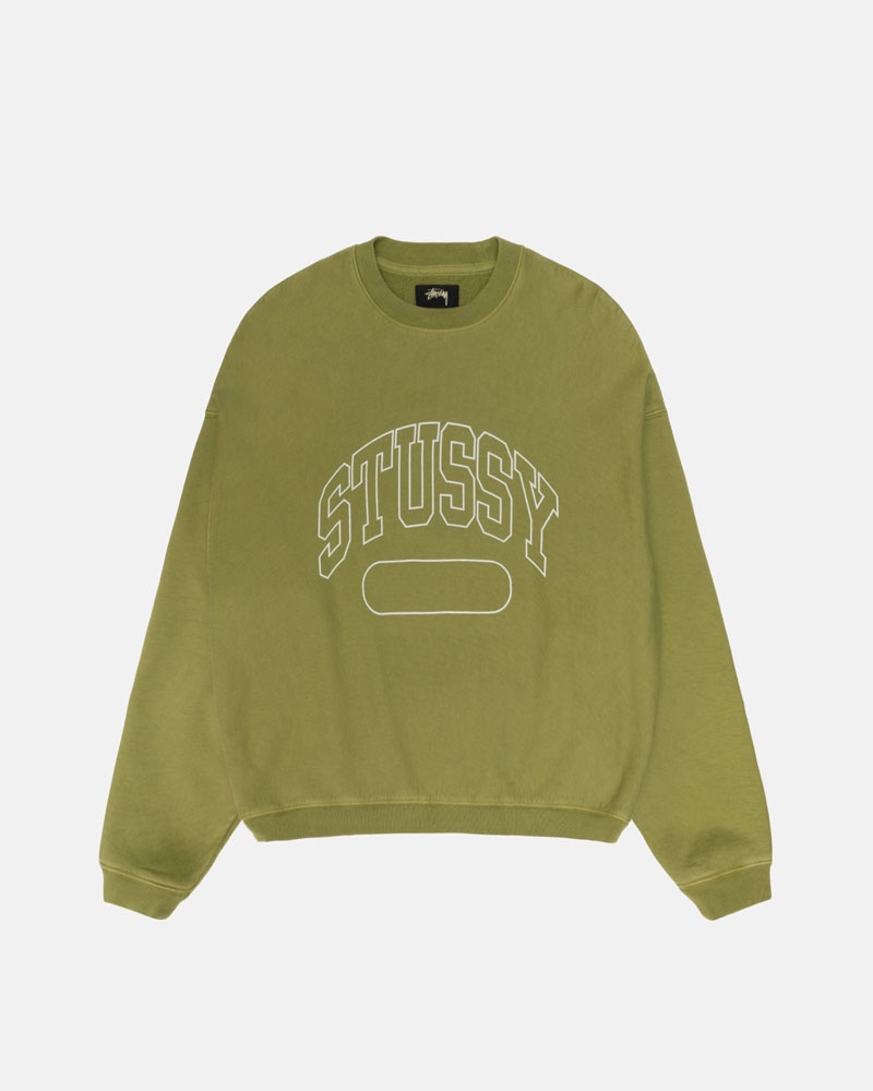 Green Stüssy Varsity Oversized Crew Sweatshirt | UAE MWV140653