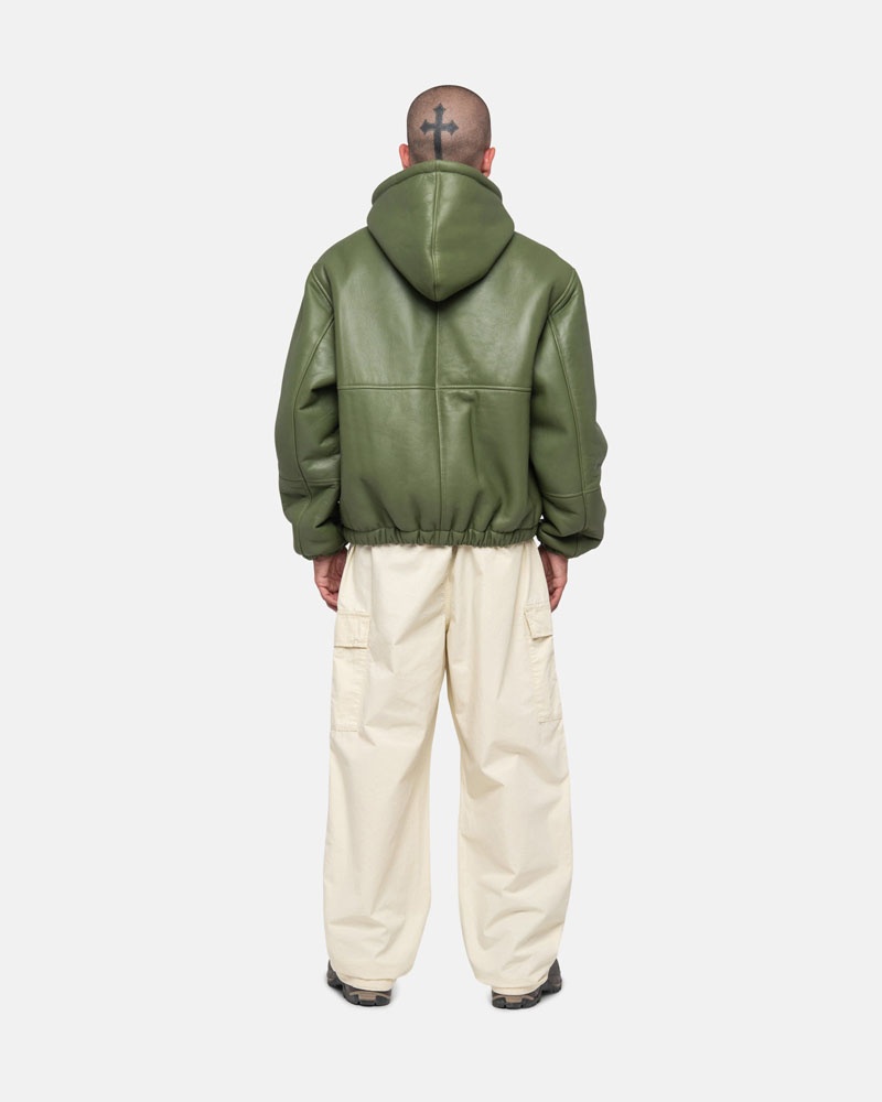 Green Stüssy Work Shearling Jacket | UAE QNI871230