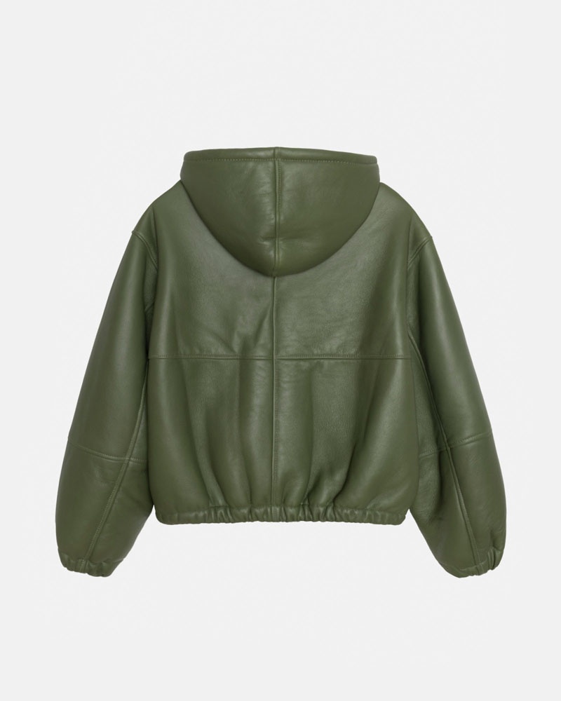 Green Stüssy Work Shearling Jacket | UAE QNI871230