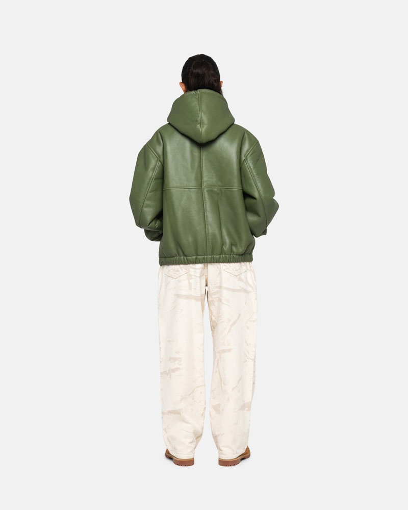 Green Stüssy Work Shearling Jacket | UAE QNI871230