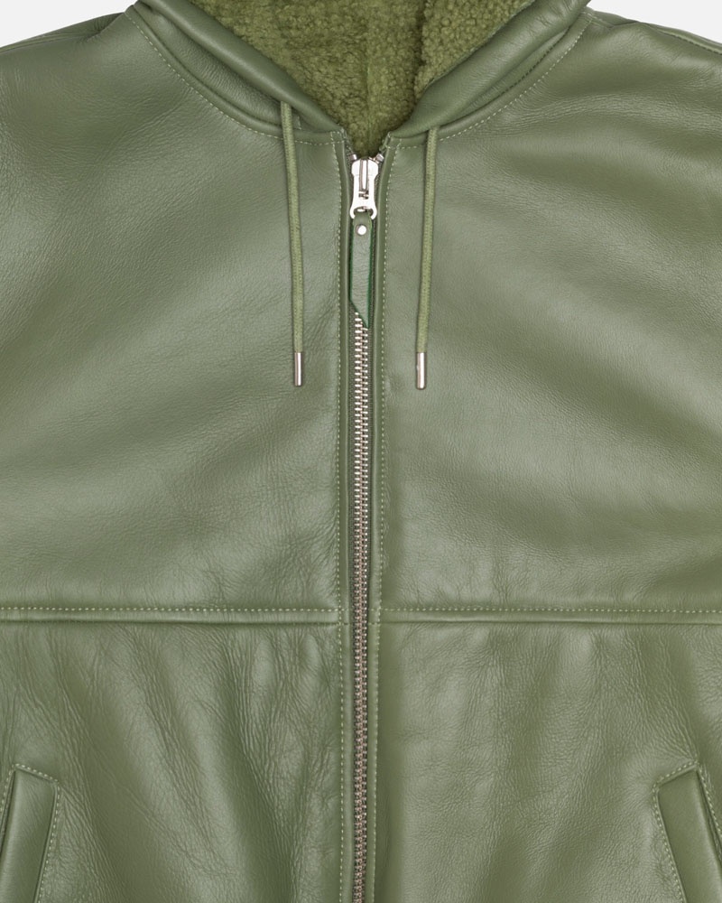 Green Stüssy Work Shearling Jacket | UAE QNI871230