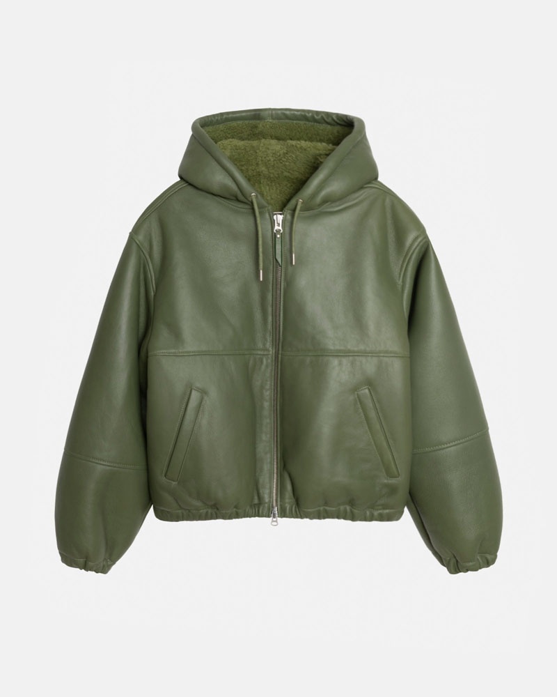 Green Stüssy Work Shearling Jacket | UAE QNI871230