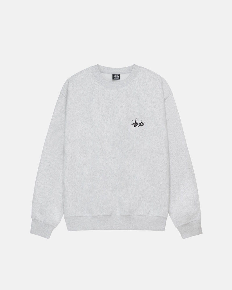 Grey Stüssy Basic Crew Sweatshirt | UAE KQU187942